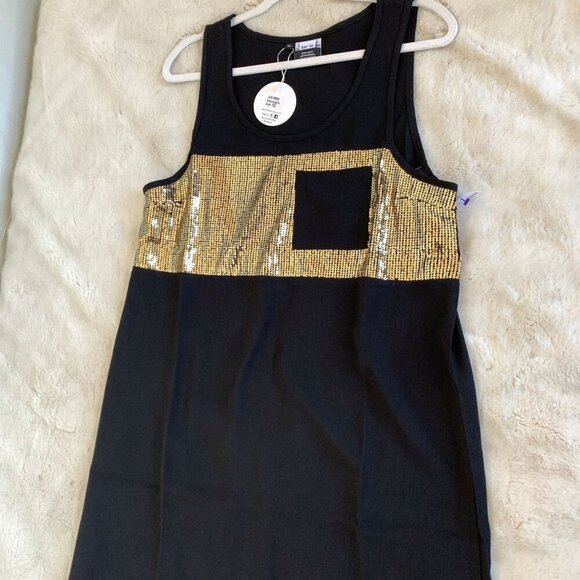 Black & Gold Sequin Detail Alex Dress By Home-Lee Size 10 Polyester Blend midi d - Picture 7 of 12